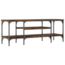 vidaXL Mueble TV madera ingeniería y hierro roble ahumado 121x35x45 cm