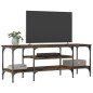vidaXL Mueble TV madera ingeniería y hierro roble ahumado 121x35x45 cm