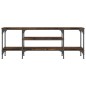 vidaXL Mueble TV madera ingeniería y hierro roble ahumado 121x35x45 cm