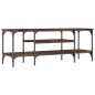 vidaXL Mueble TV madera ingeniería y hierro roble ahumado 121x35x45 cm