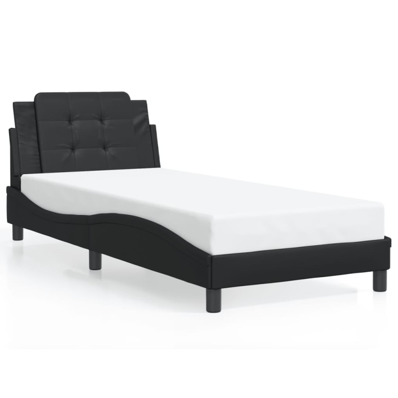 vidaXL Estructura de cama con cabecero cuero sintético negro 80x200 cm vidaXL Estructura de cama con cabecero cuero sintético negro 80x200 cm