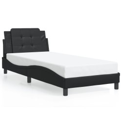 vidaXL Estructura de cama con cabecero cuero sintético negro 90x200 cm