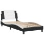 vidaXL Estructura de cama con cabecero cuero sintético negro y blanco vidaXL Estructura de cama con cabecero cuero sintético negro y blanco