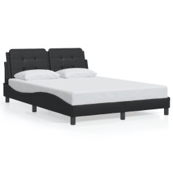 vidaXL Estructura de cama con cabecero cuero sintético negro 140x190cm
