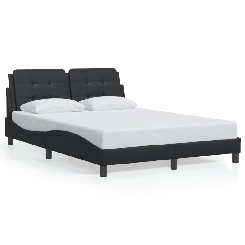 vidaXL Estructura de cama con cabecero cuero sintético negro 140x190cm