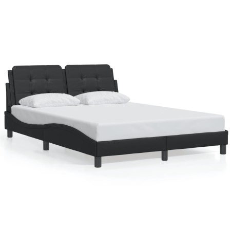 vidaXL Estructura de cama con cabecero cuero sintético negro 140x190cm