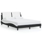 vidaXL Estructura de cama con cabecero cuero sintético negro y blanco vidaXL Estructura de cama con cabecero cuero sintético negro y blanco