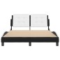 vidaXL Estructura de cama con cabecero cuero sintético negro y blanco vidaXL Estructura de cama con cabecero cuero sintético negro y blanco