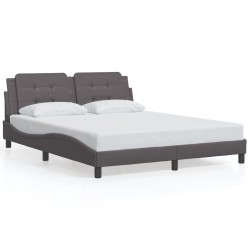 vidaXL Estructura de cama con cabecero cuero sintético gris 160x200cm