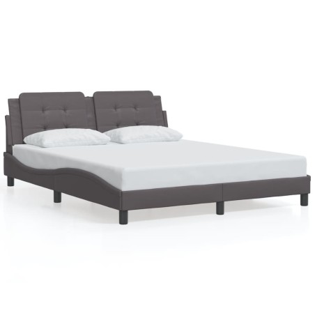 vidaXL Estructura de cama con cabecero cuero sintético gris 160x200cm