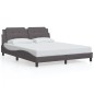 vidaXL Estructura de cama con cabecero cuero sintético gris 160x200cm vidaXL Estructura de cama con cabecero cuero sintético gris 160x200cm