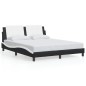 vidaXL Estructura cama cabecero cuero sintético negro blanco 160x200cm vidaXL Estructura cama cabecero cuero sintético negro blanco 160x200cm