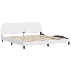 vidaXL Estructura de cama cabecero cuero sintético blanco 200x200 cm