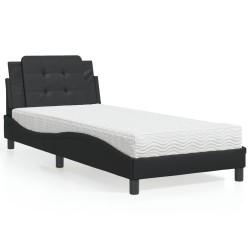 vidaXL Cama con colchón cuero sintético negro 80x200 cm
