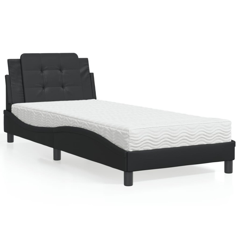 vidaXL Cama con colchón cuero sintético negro 80x200 cm vidaXL Cama con colchón cuero sintético negro 80x200 cm