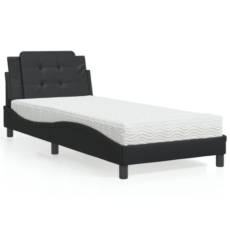 vidaXL Cama con colchón cuero sintético negro 80x200 cm