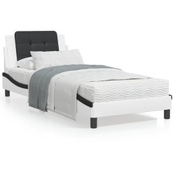 vidaXL Cama con colchón cuero sintético blanco y negro 80x200 cm