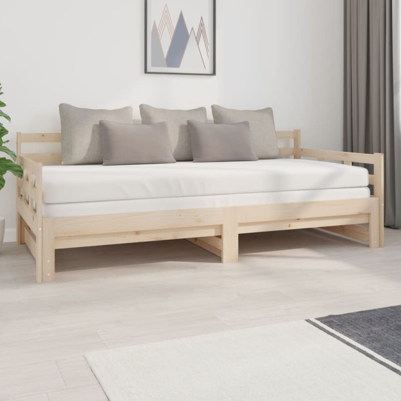 vidaXL Sofá cama extraíble madera maciza de pino 2x(90x200) cm vidaXL Sofá cama extraíble madera maciza de pino 2x(90x200) cm
