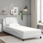 vidaXL Cama con colchón cuero sintético blanco 90x200 cm