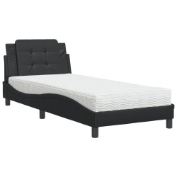 vidaXL Cama con colchón cuero sintético negro 100x200 cm