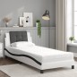 vidaXL Cama con colchón cuero sintético blanco y negro 100x200 cm vidaXL Cama con colchón cuero sintético blanco y negro 100x200 cm
