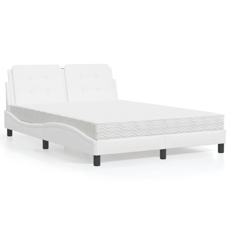 vidaXL Cama con colchón cuero sintético blanco 120x200 cm vidaXL Cama con colchón cuero sintético blanco 120x200 cm