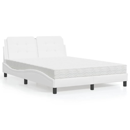 vidaXL Cama con colchón cuero sintético blanco 120x200 cm