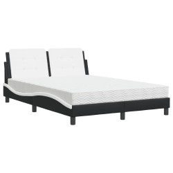 vidaXL Cama con colchón cuero sintético negro y blanco 140x190 cm