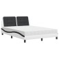vidaXL Cama con colchón cuero sintético blanco y negro 140x200 cm