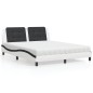 vidaXL Cama con colchón cuero sintético blanco y negro 160x200 cm vidaXL Cama con colchón cuero sintético blanco y negro 160x200 cm