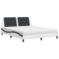 vidaXL Cama con colchón cuero sintético blanco y negro 160x200 cm vidaXL Cama con colchón cuero sintético blanco y negro 160x200 cm