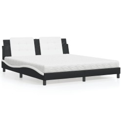 vidaXL Cama con colchón cuero sintético negro y blanco 180x200 cm