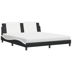 vidaXL Cama con colchón cuero sintético negro y blanco 180x200 cm
