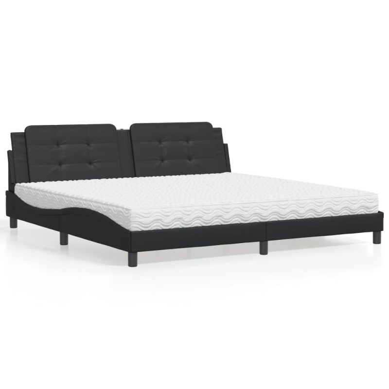 vidaXL Cama con colchón cuero sintético negro 200x200 cm vidaXL Cama con colchón cuero sintético negro 200x200 cm