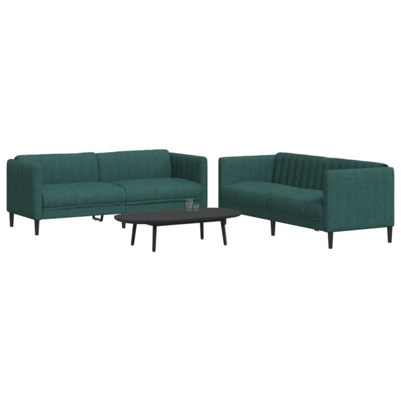 vidaXL Juego de sofás 2 piezas tela verde oscuro vidaXL Juego de sofás 2 piezas tela verde oscuro