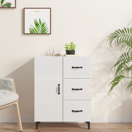 vidaXL Aparador de madera contrachapada blanco brillante 69,5x34x90 cm