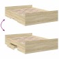 vidaXL Cama con cajones madera ingeniería roble Sonoma 135x190 cm vidaXL Cama con cajones madera ingeniería roble Sonoma 135x190 cm