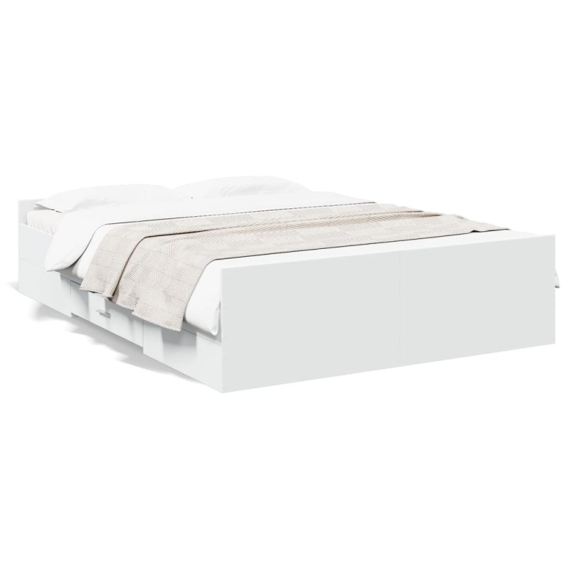 vidaXL Cama con cajones madera de ingeniería blanco 120x200 cm