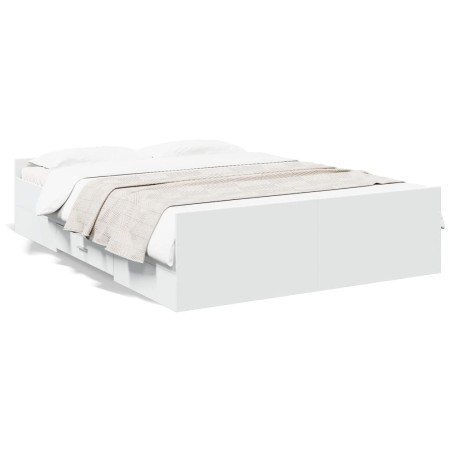 vidaXL Cama con cajones madera de ingeniería blanco 120x200 cm