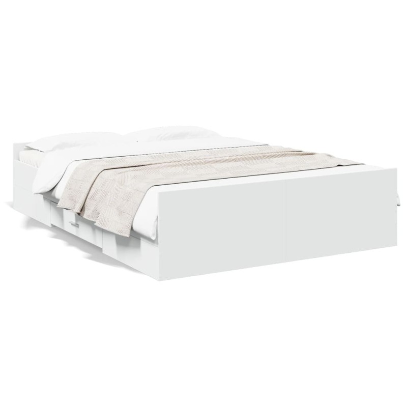 vidaXL Cama con cajones madera de ingeniería blanco 135x190 cm vidaXL Cama con cajones madera de ingeniería blanco 135x190 cm