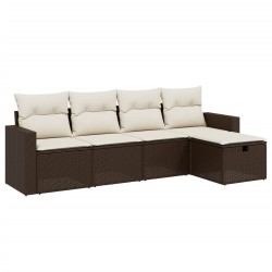 vidaXL Set comedor de jardín 5 piezas y cojines ratán sintético marrón