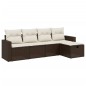 vidaXL Set comedor de jardín 5 piezas y cojines ratán sintético marrón vidaXL Set comedor de jardín 5 piezas y cojines ratán sintético marrón