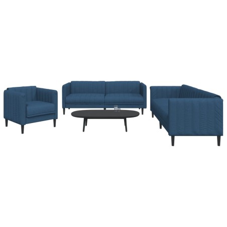 vidaXL Juego de sofás 3 piezas tela azul