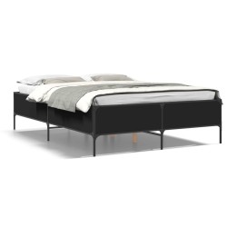 vidaXL Estructura de cama madera de ingeniería y metal negro 160x200cm