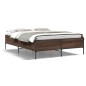 vidaXL Estructura cama madera ingeniería metal marrón roble 140x200 cm vidaXL Estructura cama madera ingeniería metal marrón roble 140x200 cm