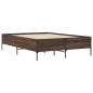 vidaXL Estructura cama madera ingeniería metal marrón roble 140x200 cm vidaXL Estructura cama madera ingeniería metal marrón roble 140x200 cm