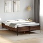 vidaXL Estructura cama madera ingeniería metal marrón roble 140x200 cm vidaXL Estructura cama madera ingeniería metal marrón roble 140x200 cm