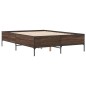 vidaXL Estructura cama madera ingeniería metal marrón roble 140x200 cm vidaXL Estructura cama madera ingeniería metal marrón roble 140x200 cm