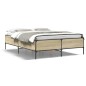 vidaXL Estructura cama madera ingeniería metal roble Sonoma 140x200 cm vidaXL Estructura cama madera ingeniería metal roble Sonoma 140x200 cm