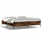 vidaXL Estructura cama madera ingeniería metal roble ahumado 200x200cm vidaXL Estructura cama madera ingeniería metal roble ahumado 200x200cm
